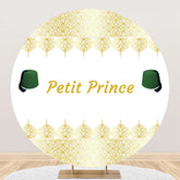 Aperturee - White Gold Green Fez Hat Petit Prince Round Backdrop